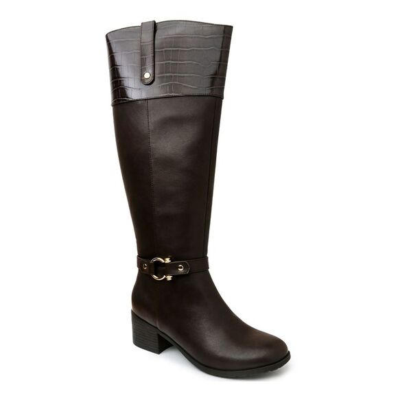 KAREN SCOTT Shoes - KAREN SCOTT Womens Brown Vickyy Round Toe Block Heel Zip-Up Riding Boot 5.5 M